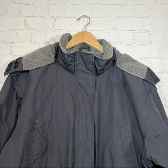 Vintage Lands End Fleece Winter Jacket Womens XL 18-20 Black Hooded - Picture 2 of 13